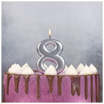 Свеча -цифра "8" Серебряная 1502-4598 Свеча -цифра "8" Серебряная 1502-4598