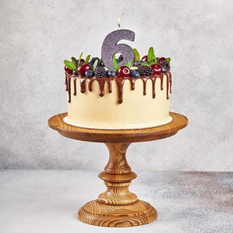 Свеча цифра "6" Черная Глиттер 1502-4664