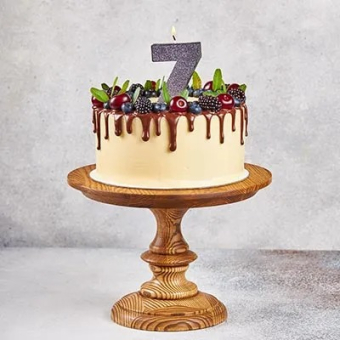 Свеча цифра "7" Черная Глиттер 1502-4665