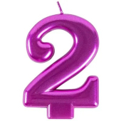 Свеча -цифра "2" Ярко-розовая 1502-6096