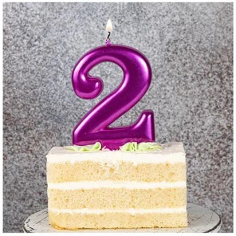 Свеча -цифра "2" Ярко-розовая 1502-6096