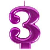 Свеча -цифра "3" Ярко-розовая 1502-6097