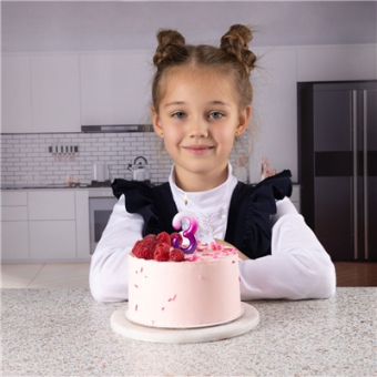 Свеча -цифра "3" Омбре розов/фиолет 1502-6379