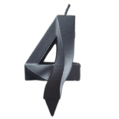 Свеча -цифра "4" Грань черный жемчуг 1502-6579