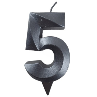 Свеча -цифра "5" Грань черный жемчуг 1502-6580
