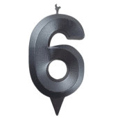 Свеча -цифра "6" Грань черный жемчуг 1502-6581