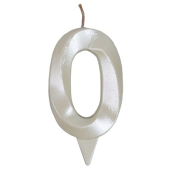 Свеча -цифра "0" Грань белый жемчуг 1502-6585