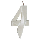 Свеча -цифра "4" Грань белый жемчуг 1502-6589