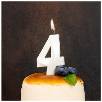 Свеча -цифра "4" Грань белый жемчуг 1502-6589