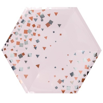 Тарелки бумажные фигурные "Конфетти Party" розовая 25см 1502-5498