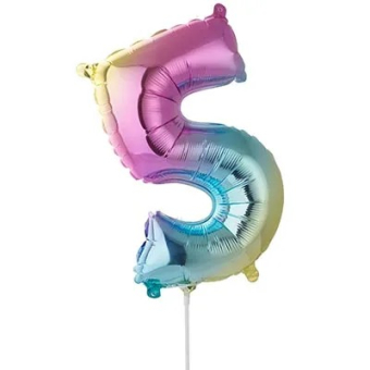 Фольгированный шар-цифра "5" Радуга металлик 1206-1122