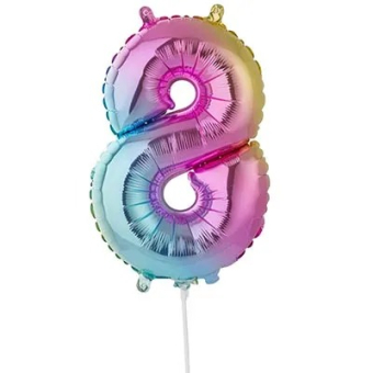Фольгированный шар-цифра "8" Радуга металлик 1206-1125