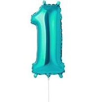 Фольгированный шар-цифра "1" Turquoise 1206-1222