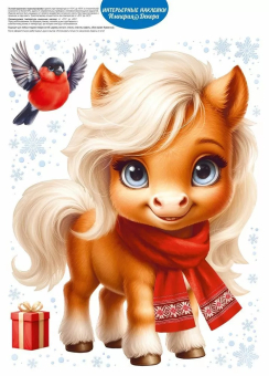 Новогодние оформительские наклейки "Добрая пони" 3.0001222