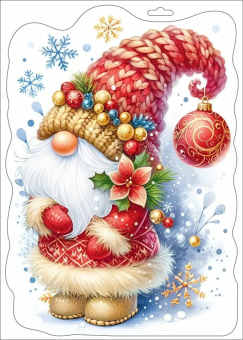 Наклейка двусторонняя "Новогодний гномик" 5.0001472