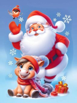 Наклейка двусторонняя "Дед Мороз и пони" 5.0001473