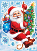 Новогодние оформительские наклейки "Дед Мороз" 8-35-5054