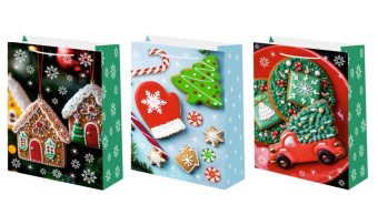 Бумажные новогодние подарочные пакеты Ч54957