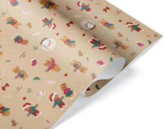 Упаковочная бумага в рулоне "Новогодние мишки" 2050726/1