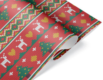 Упаковочная бумага в рулоне "Новогодний орнамент с оленями" 2050949/1