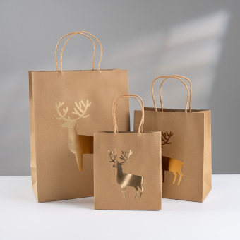 Набор подарочных пакетов к Новому Году "Дизайн №1. Крафт" 504701