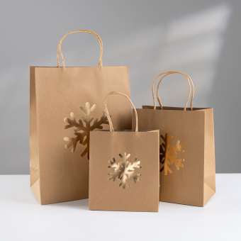 Набор подарочных пакетов к Новому Году "Дизайн №2. Крафт" 504702