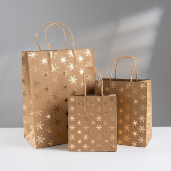 Набор подарочных пакетов к Новому Году "Дизайн №4. Крафт" 504704
