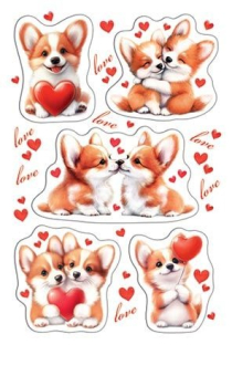 Наклейка "Корги с сердцами" 0-11-14149